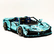 GULY-10623 1:8 Sports Car Italian Electroplated Tiffany Blue Building Block Set 3981pcs Adult Collector Collectible Model Kit