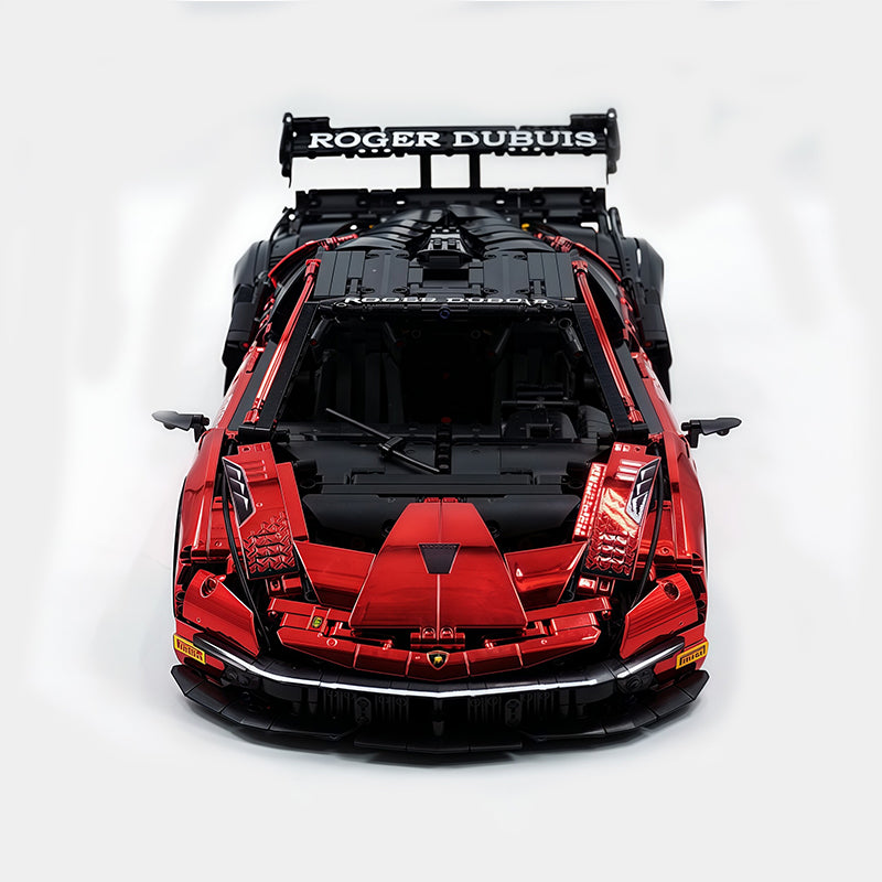 MOC Race Supercar Building Block Set, 1:8 Scale Static Sports Car Model, 4100+ Pieces Electroplated Red Racing Car Building Kit with Paper Instruction, Collectible Display Model for Adults