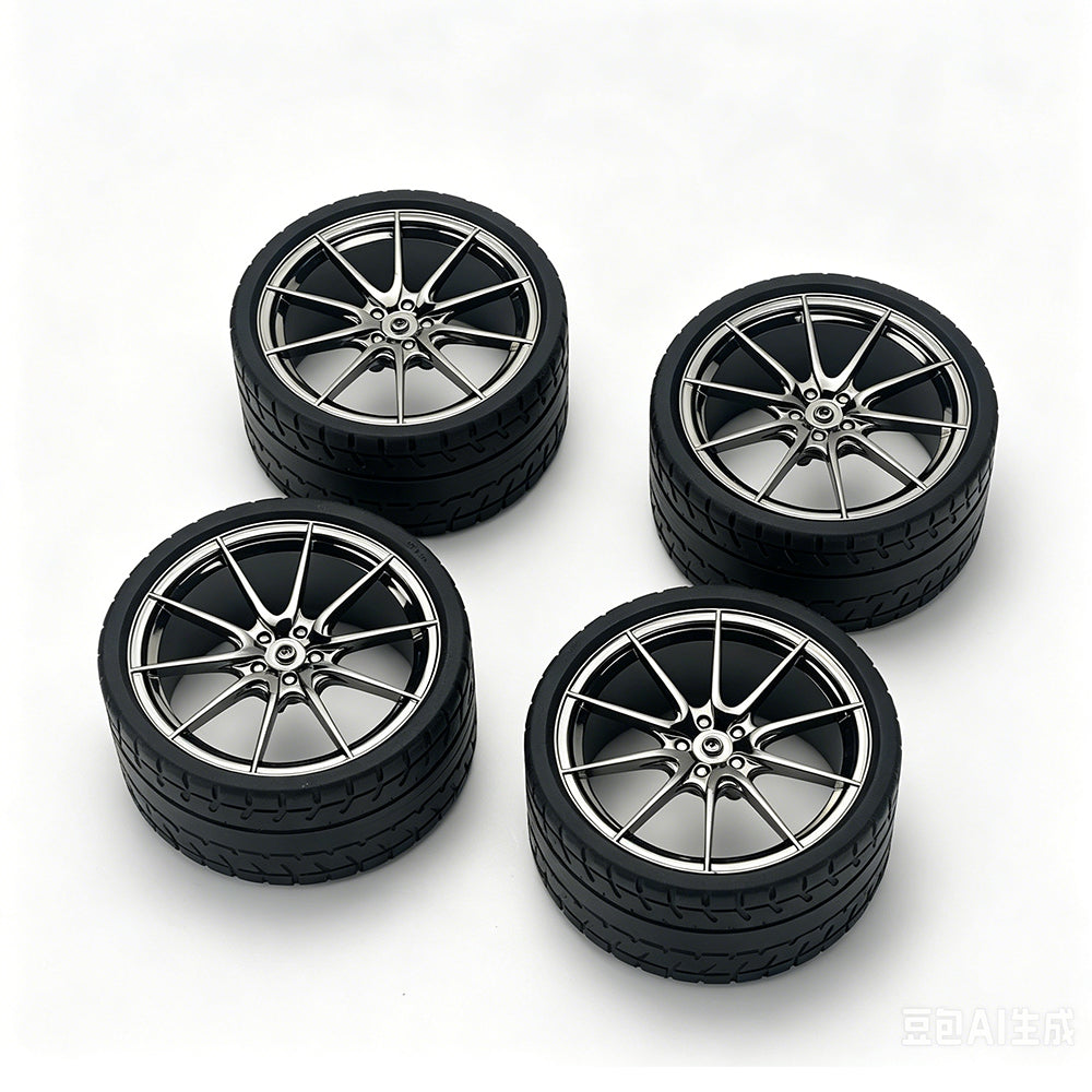 P1 1:8 Scale Building Block Wheel Rims, Size 7.5cm x 4cm, 7 Colors Available Gunmetal, Silver, Black, Red, Orange, Gold, Electroplated Gold, Compatible with Technic 42172 42143 42232 MOC Car Model, Building Brick Modification Upgrade Parts