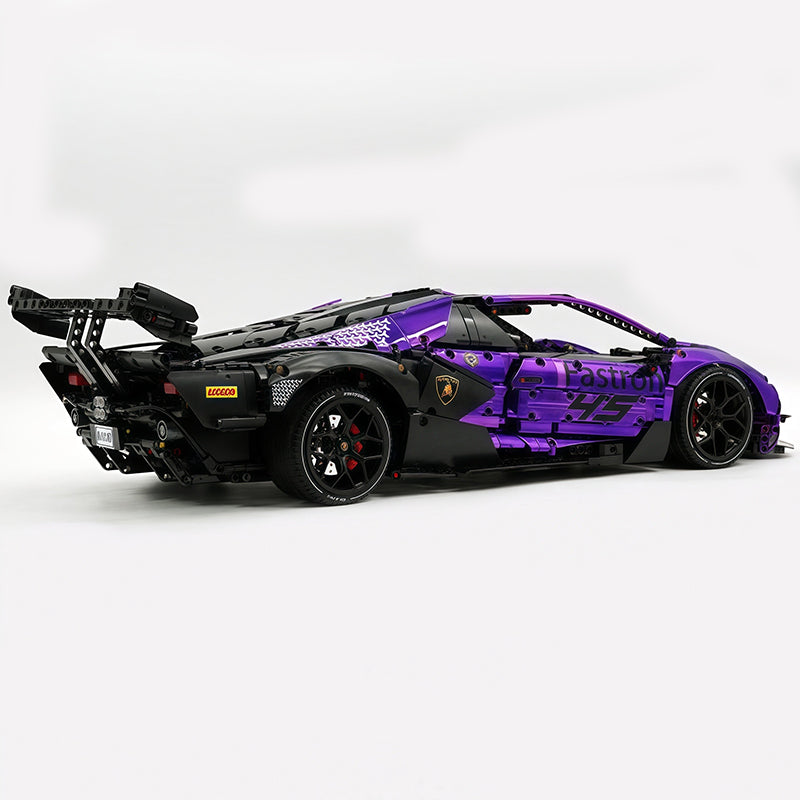 MOC Race Supercar Building Block Set, 1:8 Scale Static Sports Car Model, 4100+ Pieces Electroplated Mirror Purple Racing Car Building Kit with Paper Instruction, Collectible Display Model for Adults
