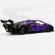 MOC Race Supercar Building Block Set, 1:8 Scale Static Sports Car Model, 4100+ Pieces Electroplated Mirror Purple Racing Car Building Kit with Paper Instruction, Collectible Display Model for Adults