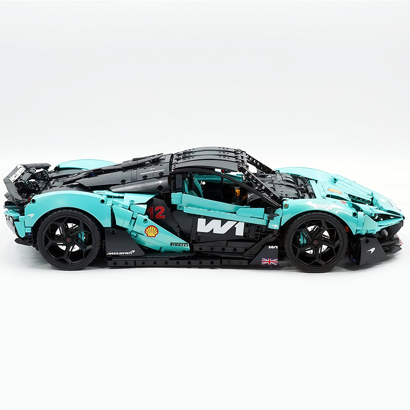 Technic McLaren W1 Gradient Tiffany Blue Painted Supercar Building Blocks Kit, 1:8 Scale Static Race Car Model, 4200+ PCS Adult Collectible Building Set with Paper Instruction Manual