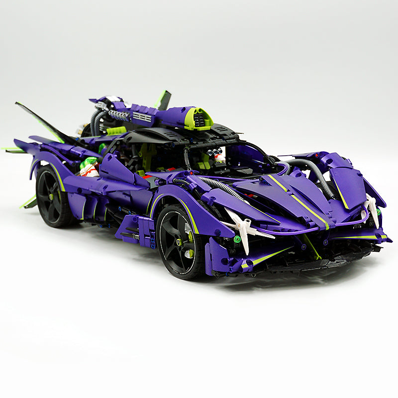 GULY 10614 1:8 Scale Purple Supercar Building Blocks Set, 3909 Pieces, Apollo EVO Inspired Model Car, Technic-Style Mechanical Building Kit, Detailed Collectible Display Model for Adults, Gift for Supercar Enthusiasts