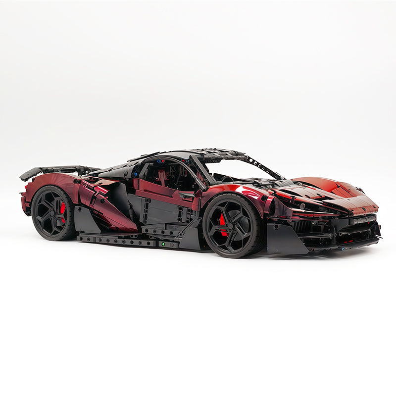 MOC Technic Supercar Building Blocks Set, 1:8 Scale Chameleon Black-Red Static Race Car Model Kit, 4200+ PCS Adult Collectible Building Bricks , Steering & Magnetic Swan Door, Paper Manual Included