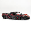 MOC Technic Supercar Building Blocks Set, 1:8 Scale Chameleon Black-Red Static Race Car Model Kit, 4200+ PCS Adult Collectible Building Bricks , Steering & Magnetic Swan Door, Paper Manual Included
