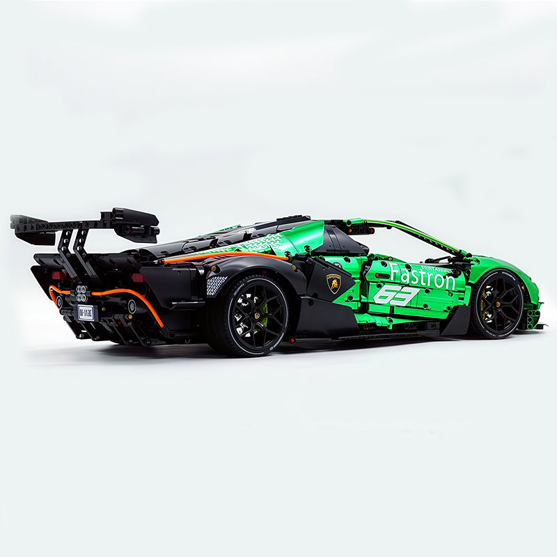 MOC Race Supercar Building Block Set, 1:8 Scale Static Sports Car Model, 4100+ Pieces Matte Electroplated Green Racing Car Building Kit with Paper Instruction, Collectible Display Model for Adults