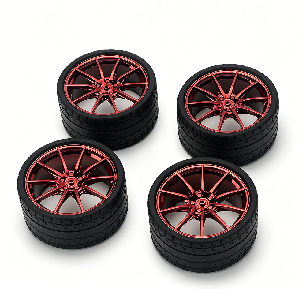 P1 1:8 Scale Building Block Wheel Rims, Size 7.5cm x 4cm, 7 Colors Available Gunmetal, Silver, Black, Red, Orange, Gold, Electroplated Gold, Compatible with Technic 42172 42143 42232 MOC Car Model, Building Brick Modification Upgrade Parts