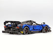 MOC Technic Building Block Car, 1:8 Scale Mirror Electroplated Dark Blue Supercar Model Inspired by Pagani Zonda R, 3300 PCS Static Race Car Building Bricks, Adult Collectible Vehicle Gift