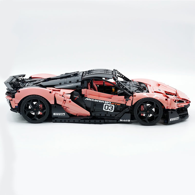 Technic McLaren W1 Painted Pig Pink Supercar Building Blocks Kit, 1:8 Scale Static Race Car Model, 4200+ PCS Adult Collectible Building Set with Paper Instruction Manual