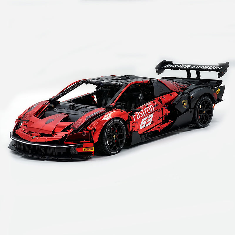 MOC Race Supercar Building Block Set, 1:8 Scale Static Sports Car Model, 4100+ Pieces Electroplated Red Racing Car Building Kit with Paper Instruction, Collectible Display Model for Adults