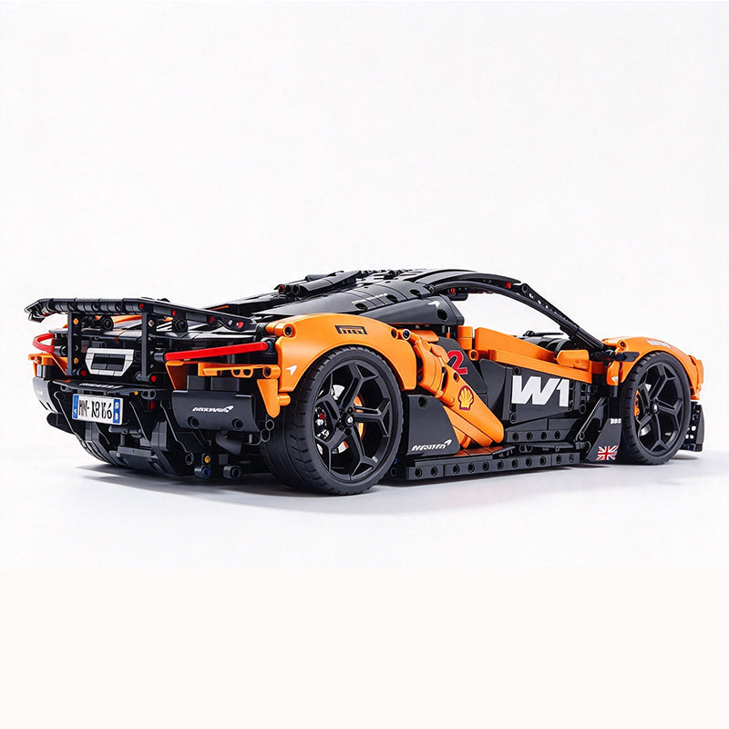 MOC Technic Supercar Building Blocks Set, 1:8 Scale Electroplated Electric Orange Gold Static Race Car Model Kit, 4200+ PCS Adult Collectible Building Bricks , Steering & Magnetic Swan Door, Paper Manual Included