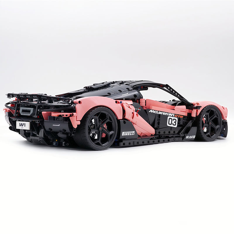 Technic McLaren W1 Painted Pig Pink Supercar Building Blocks Kit, 1:8 Scale Static Race Car Model, 4200+ PCS Adult Collectible Building Set with Paper Instruction Manual