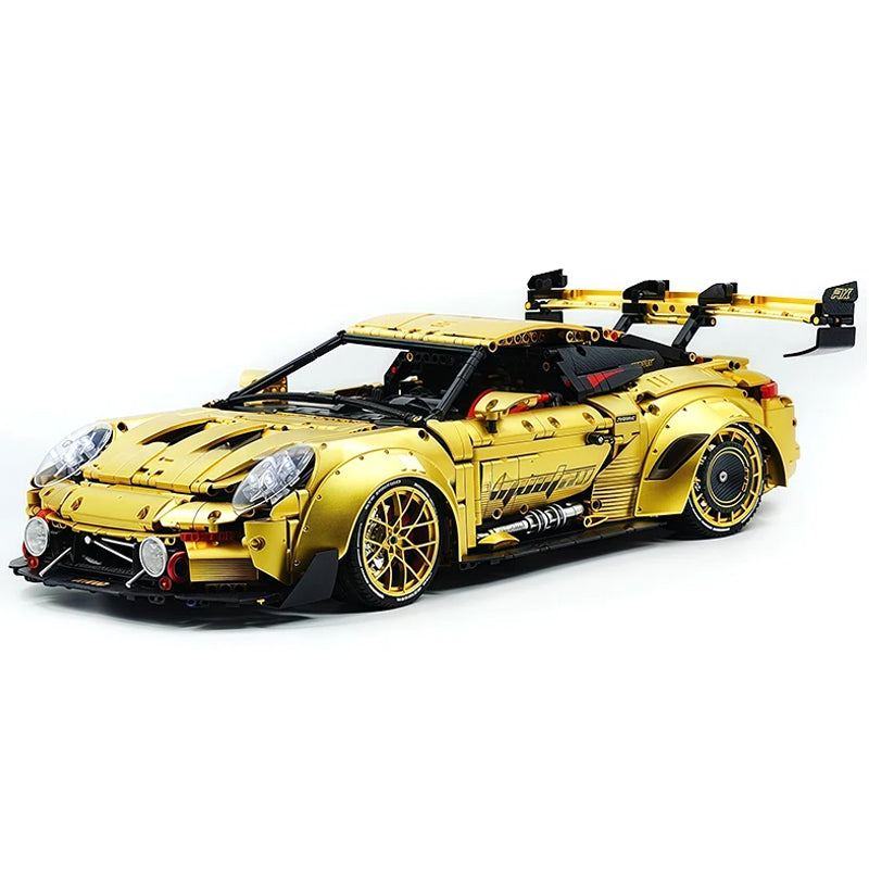 GULY 10640 Technic Supercar Building Blocks Set, 1:8 Scale Golden Edition Race Car Model, 3824 Pcs DIY Assembly MOC Collectible Vehicle Kit for Adult Hobbyists