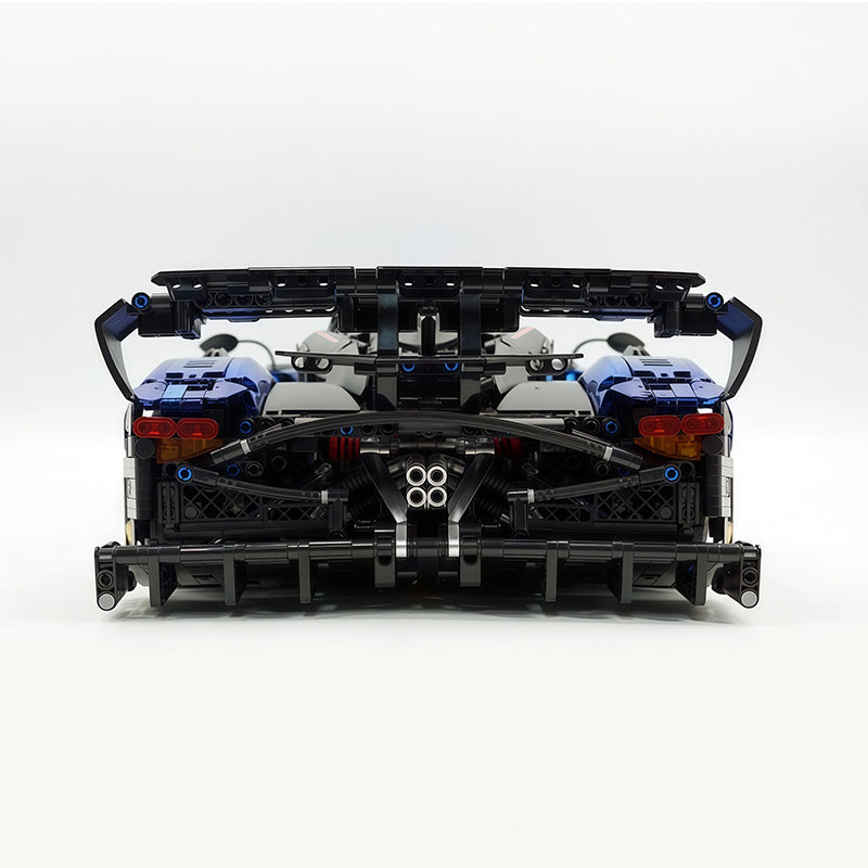 MOC Technic Building Block Car, 1:8 Scale Mirror Electroplated Dark Blue Supercar Model Inspired by Pagani Zonda R, 3300 PCS Static Race Car Building Bricks, Adult Collectible Vehicle Gift