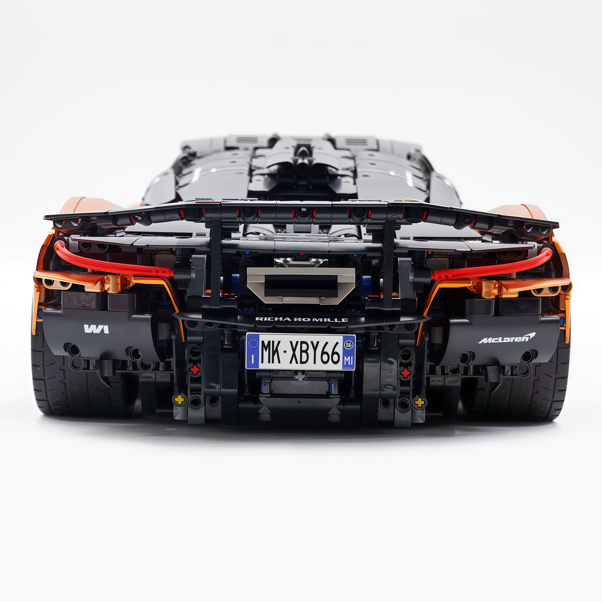 MOC Technic Supercar Building Blocks Set, 1:8 Scale Electroplated Electric Orange Gold Static Race Car Model Kit, 4200+ PCS Adult Collectible Building Bricks , Steering & Magnetic Swan Door, Paper Manual Included