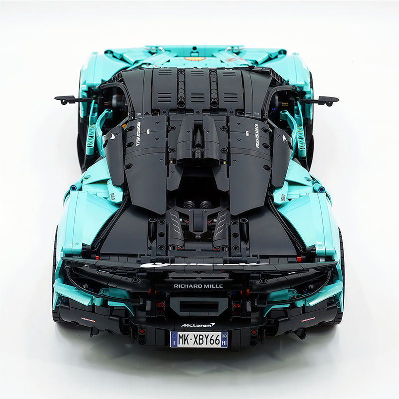 Technic McLaren W1 Gradient Tiffany Blue Painted Supercar Building Blocks Kit, 1:8 Scale Static Race Car Model, 4200+ PCS Adult Collectible Building Set with Paper Instruction Manual