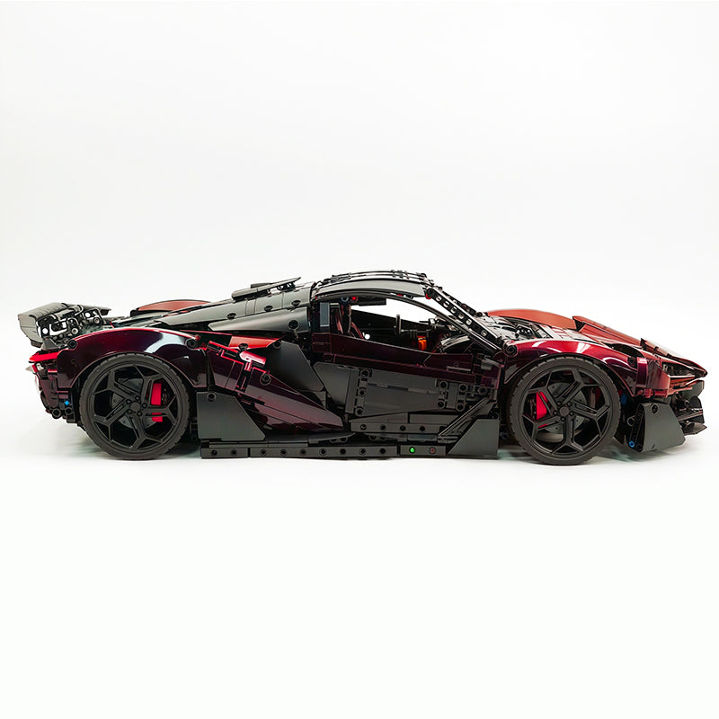 MOC Technic Supercar Building Blocks Set, 1:8 Scale Chameleon Black-Red Static Race Car Model Kit, 4200+ PCS Adult Collectible Building Bricks , Steering & Magnetic Swan Door, Paper Manual Included