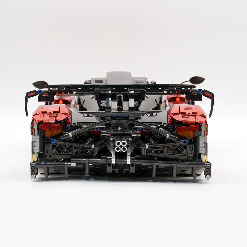MOC Technic Building Block Car, 1:8 Scale Mirror Electroplated Blood Red Supercar Model Inspired by Pagani Zonda R, 3300 PCS Static Race Car Building Bricks, Adult Collectible Vehicle Gift