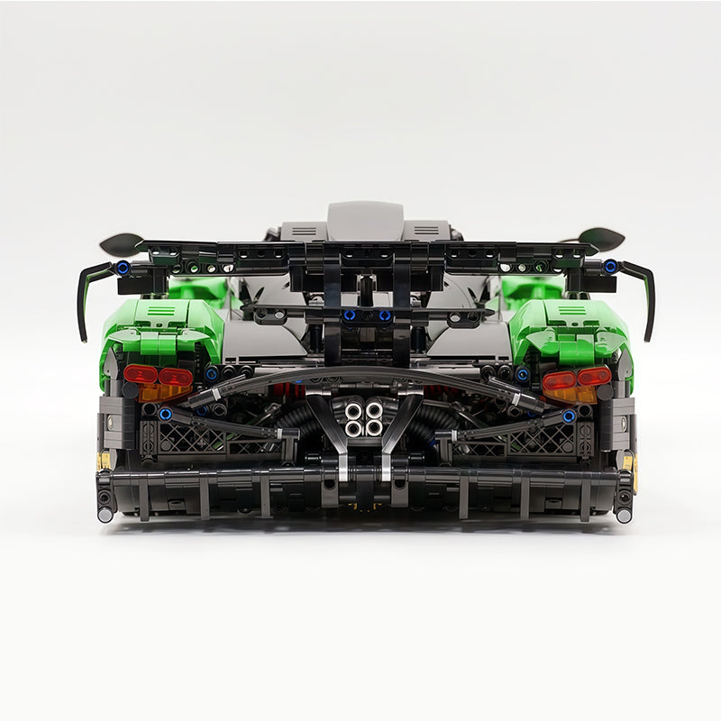 Technic MOC Supercar Building Kit, 1:8 Scale Pearlescent Green Paint Finish Race Car Model Inspired by Pagani Zonda R, 3300 PCS Building Blocks, Adult Static Display Collectible Car Gift