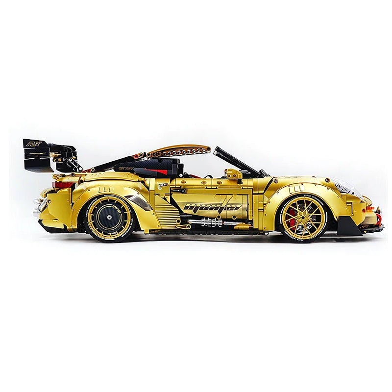 GULY 10640 Technic Supercar Building Blocks Set, 1:8 Scale Golden Edition Race Car Model, 3824 Pcs DIY Assembly MOC Collectible Vehicle Kit for Adult Hobbyists