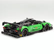 Technic MOC Supercar Building Kit, 1:8 Scale Pearlescent Green Paint Finish Race Car Model Inspired by Pagani Zonda R, 3300 PCS Building Blocks, Adult Static Display Collectible Car Gift