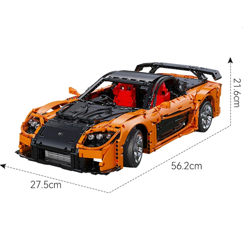 CADA-C61502 1:8 Sports Car Mazda RX-7 Building Block Set 3304pcs Adult Collector Collectible Model Kit