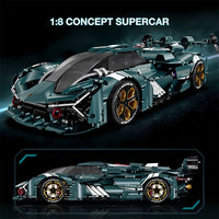 Dark Green Concept Supercar Model Building Blocks 3465pcs