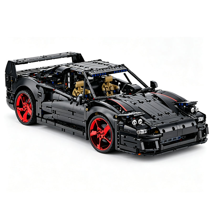 MOC-273570 Black Ferrarl F40 1:8 Scale Building Block Car | 3223 Pieces Ultimate Sports Car Model Kit