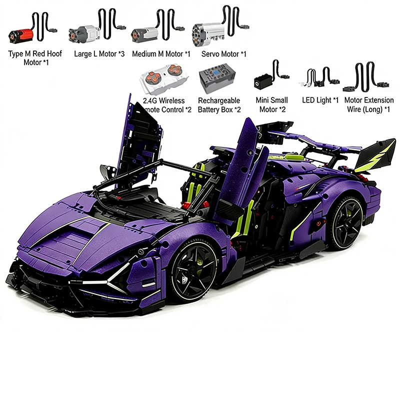 GULY-10635 1:8 Sports Car Lambo Building Block Set 3654pcs Adult Collector Collectible Model Kit
