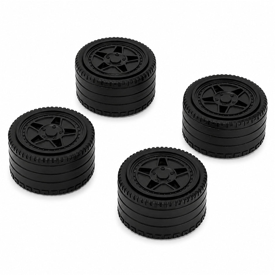 F40 Custom Wheel Rims, 1:8 Scale Building Block Wheels, Size 4.4cm x 6.5cm, Compatible with Technic 42115 42083 MOC Car Model, 4 Colors Available White/Black/Silver/Gold, Building Bricks Modification Accessories