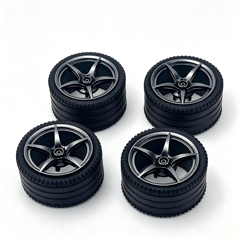 MOC Building Block 6# Wheel Rims 6.5cm Outer Diameter 4.4cm Width, 1:8 Scale Technic Car Replacement Parts Compatible with 42115 42083, 6 Colors, Rims Only or Rims + Tires Combo