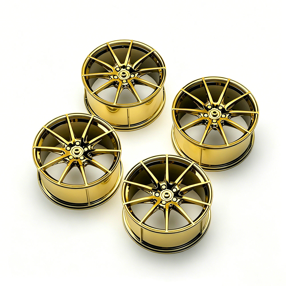 P1 1:8 Scale Building Block Wheel Rims, Size 7.5cm x 4cm, 7 Colors Available Gunmetal, Silver, Black, Red, Orange, Gold, Electroplated Gold, Compatible with Technic 42172 42143 42232 MOC Car Model, Building Brick Modification Upgrade Parts