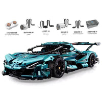 Chrome Blue Apollo Supercar Model Building Blocks 3467pcs