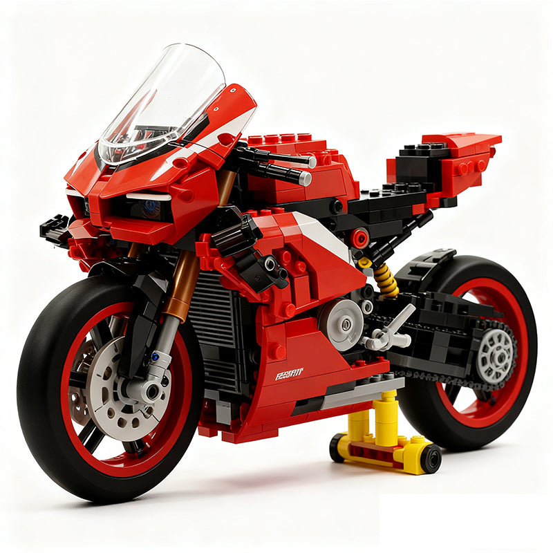 672101 Motorcycle Car Model Building Blocks MOC Racing V4S Vehicles Bricks  2129pcs