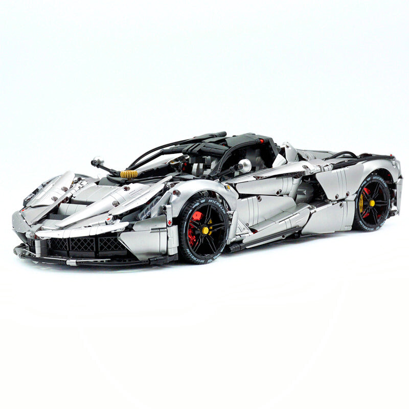 CADA-C61505 1:8 Sports Car LaFerrari Custom Silver Building Block Set 4739pcs Adult Collector Collectible Model Kit