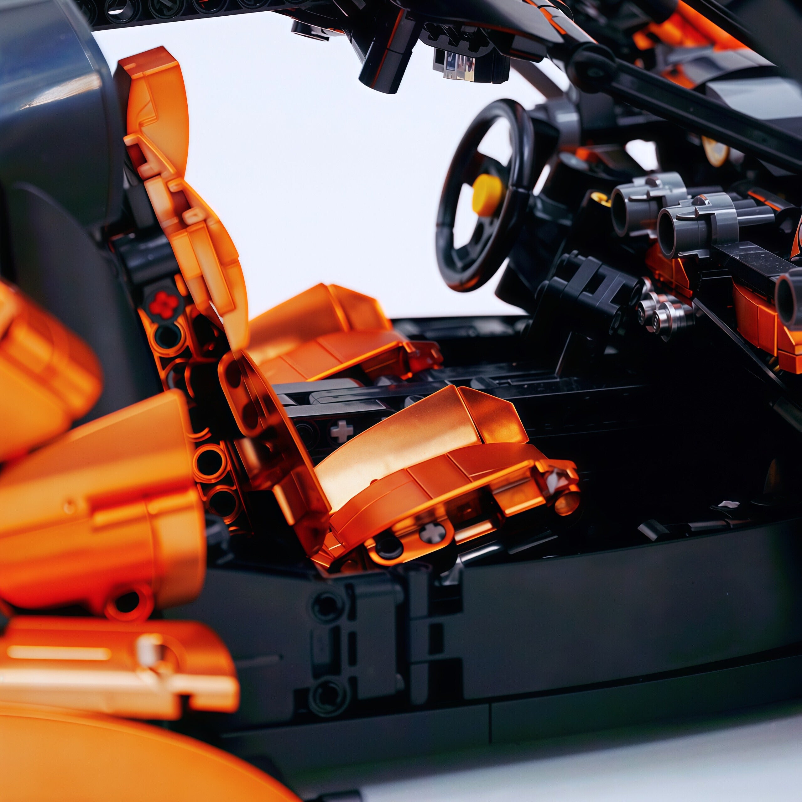 CADA-C61505 1:8 Sports Car LaFerrari Custom Electroplating Orange Building Block Set 4739pcs Adult Collector Collectible Model Kit