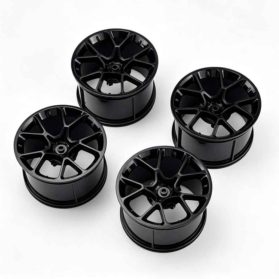 35187 1:8 Scale Building Block Wheel Rims, Size 6.5cm x 4.4cm, 4 Colors Available Black-Gold, Silver, Blue-White, Black, Compatible with Technic 42115 42083 MOC Car Model, Building Brick Modification Upgrade Parts