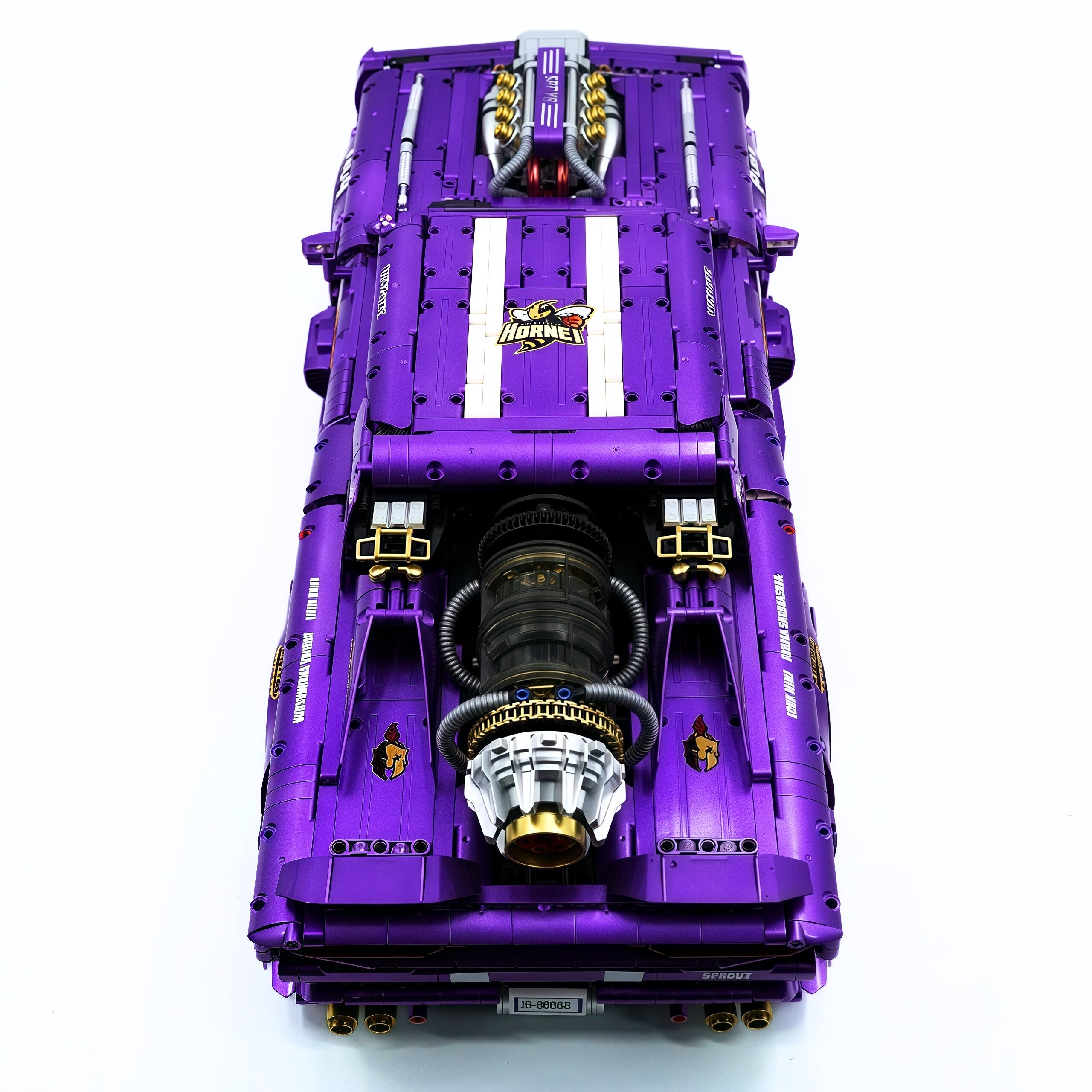 GULY-10637 1:8 Sports Car Dodge Challenger Custom Purple Building Block Set 3751pcs Adult Collector Collectible Model Kit