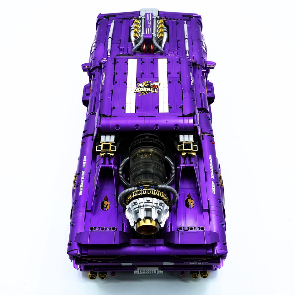 GULY-10637 1:8 Sports Car Dodge Challenger Custom Purple Building Block Set 3751pcs Adult Collector Collectible Model Kit