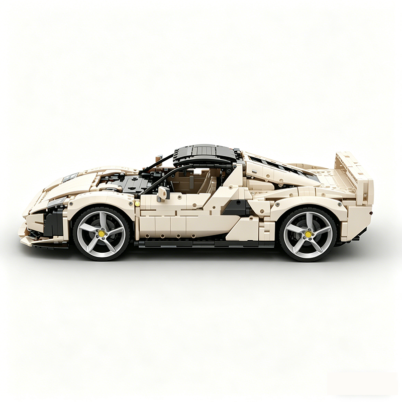 MOC-261024 1:8 Sports Car Ferrarl SC40 Building Block Set 2898pcs Collectible Model Kit with Custom Wheels