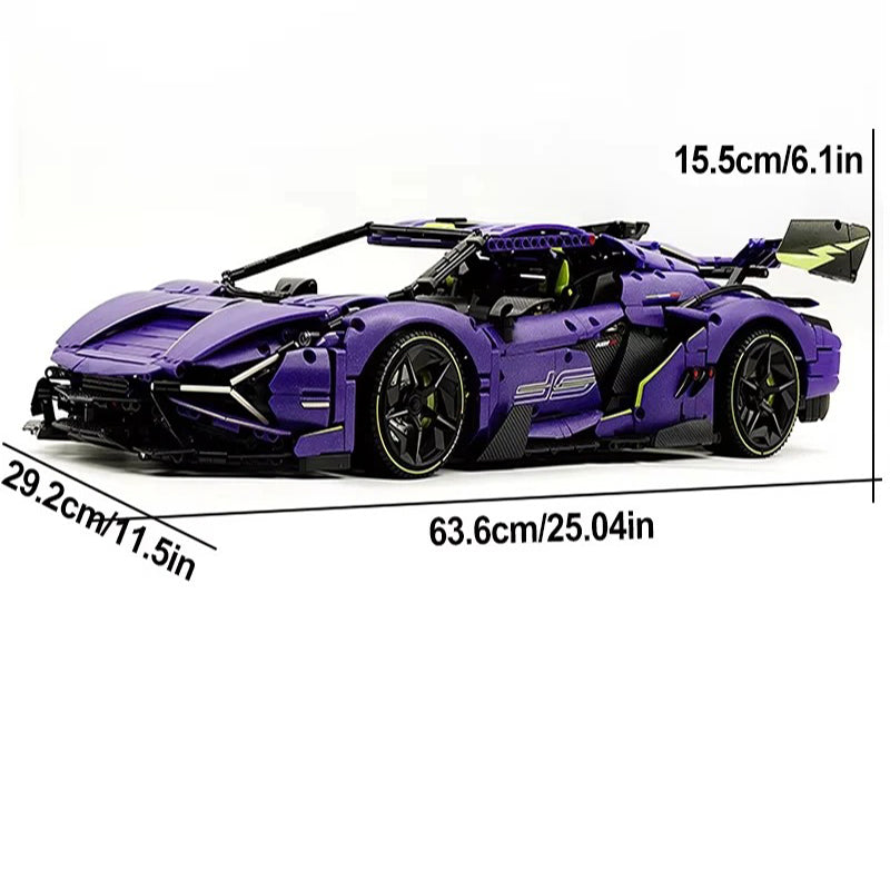 Purple Lamborghini supercar 3654pcs