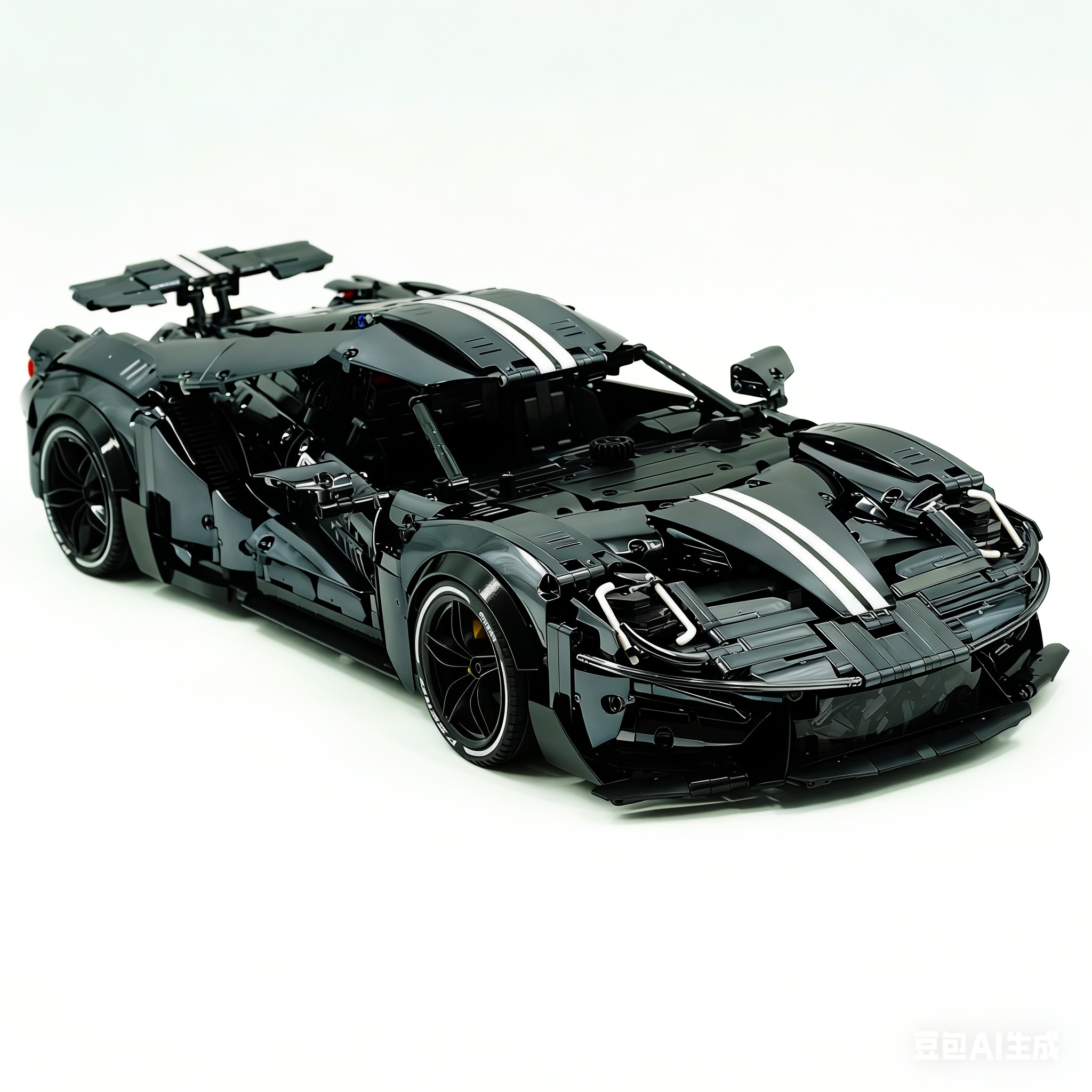 TGL-T5042 1:8 Sports Car Ford GT Custom Electroplated Black Building Block Set 3056pcs Adult Collector Collectible Model Kit
