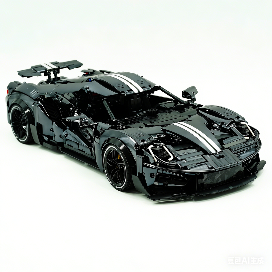 TGL-T5042 1:8 Sports Car Ford GT Custom Electroplated Black Building Block Set 3056pcs Adult Collector Collectible Model Kit