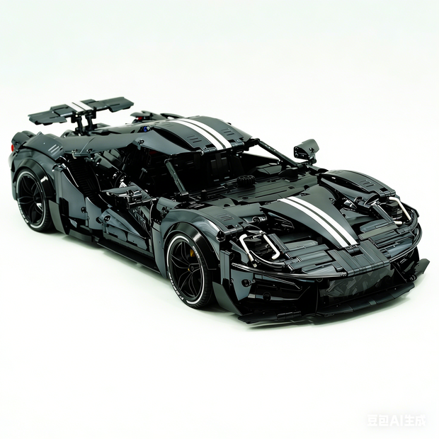 TGL-T5042 1:8 Sports Car Ford GT Custom Electroplated Black Building Block Set 3056pcs Adult Collector Collectible Model Kit