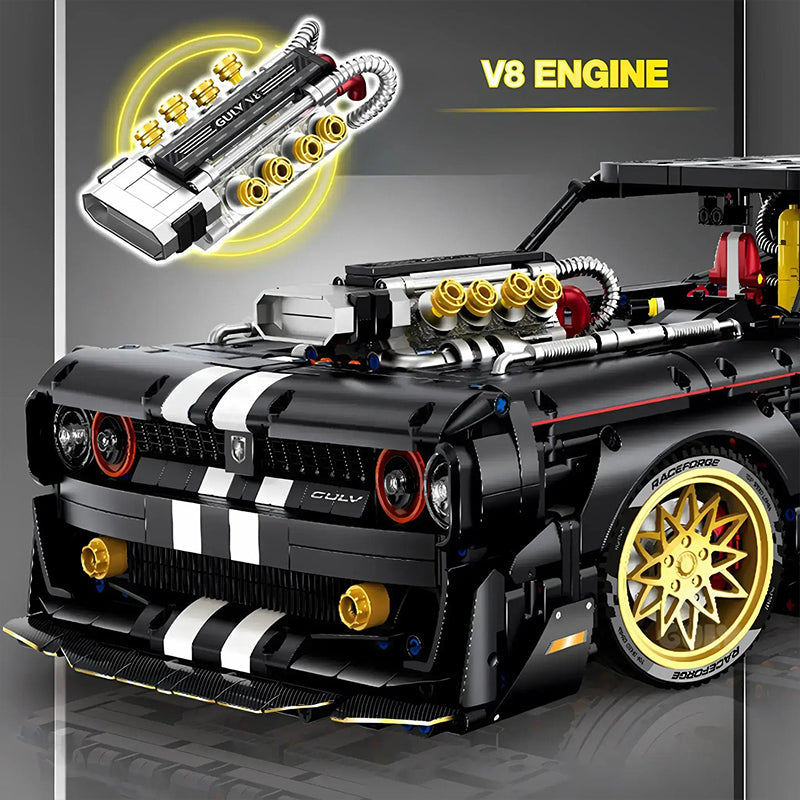 GULY-10637 1:8 Sports Car Dodge Challenger Building Block Set 3751pcs Adult Collector Collectible Model Kit