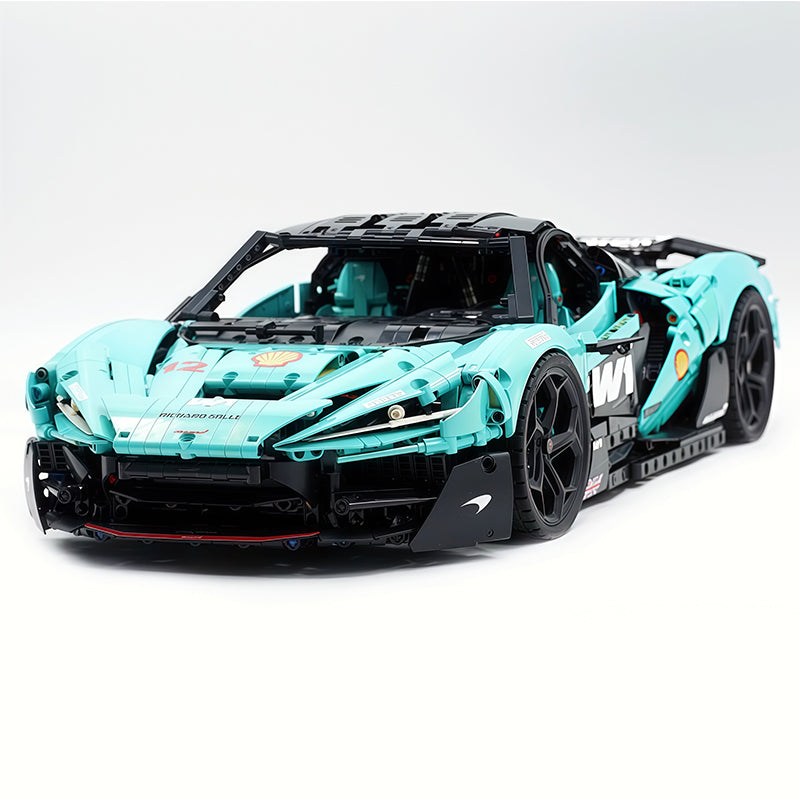 Technic McLaren W1 Gradient Tiffany Blue Painted Supercar Building Blocks Kit, 1:8 Scale Static Race Car Model, 4200+ PCS Adult Collectible Building Set with Paper Instruction Manual
