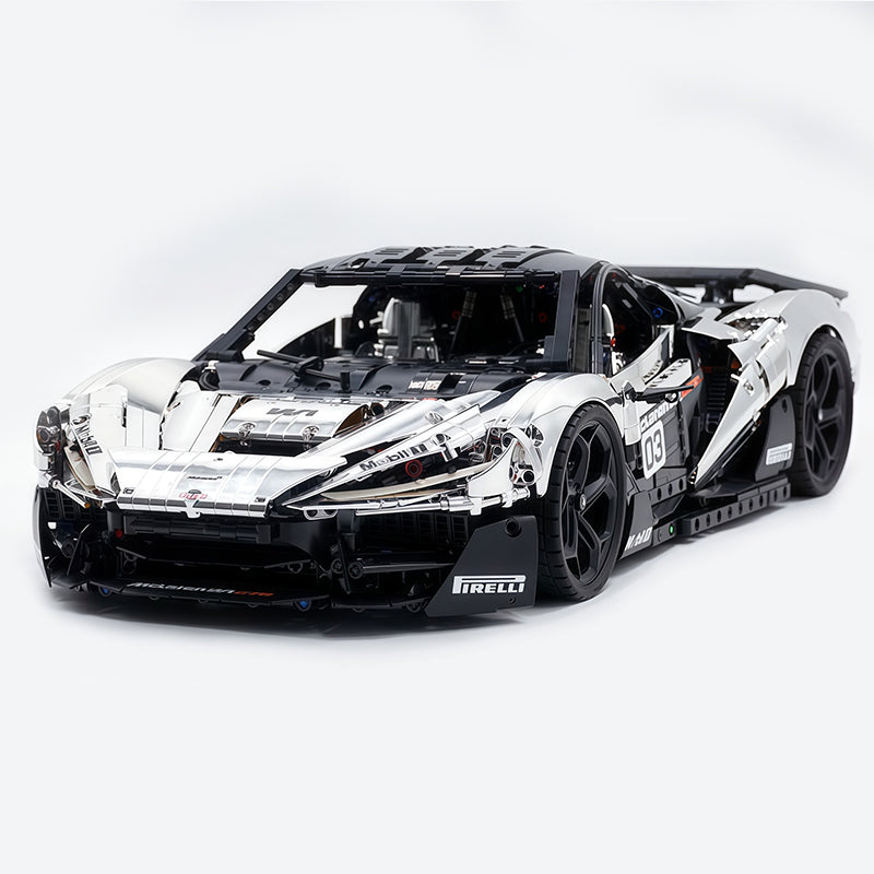 Technic McLaren W1 Electroplated Silver Supercar Building Blocks Kit, 1:8 Scale Static Race Car Model, 4200+ PCS Adult Collectible Building Set with Paper Instruction Manual