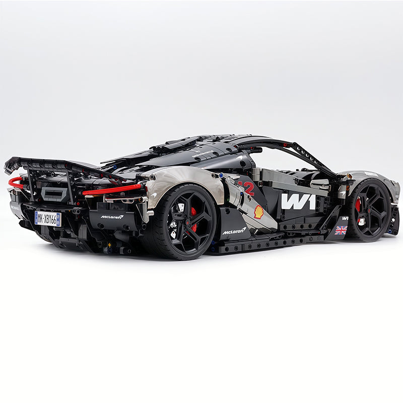 MOC Technic Supercar Building Blocks Set, 1:8 Scale Mirror Electroplated Gunmetal Static Race Car Model Kit, 4200+ PCS Adult Collectible Building Bricks , Steering & Magnetic Swan Door, Paper Manual Included