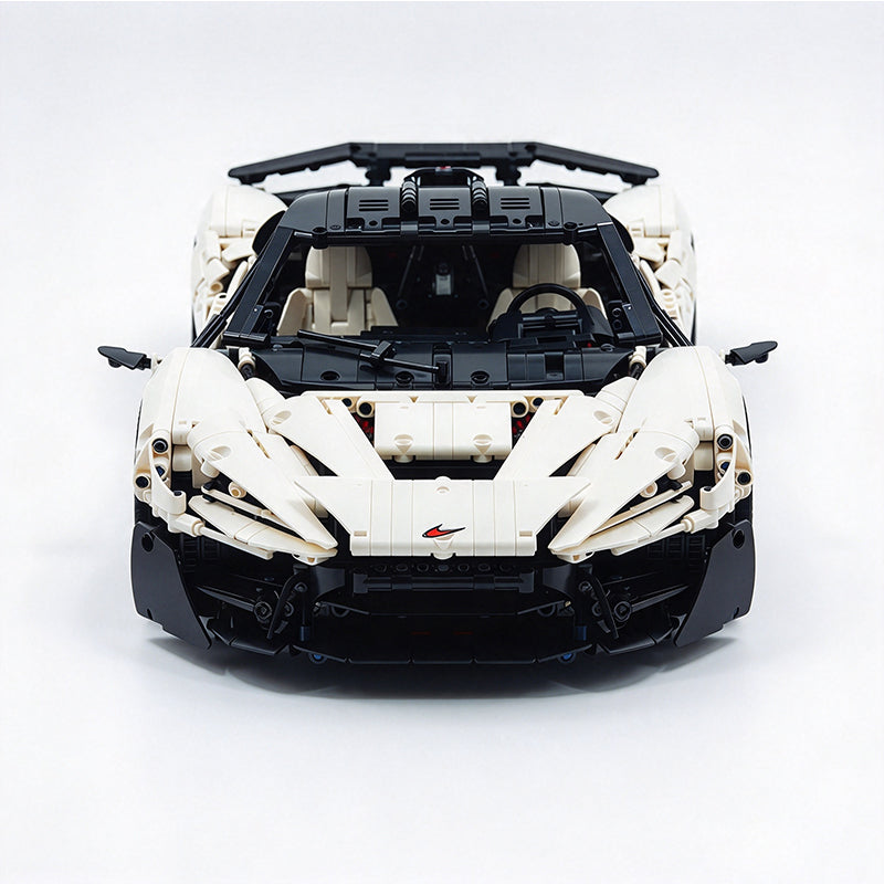 MOC Technic Supercar Building Blocks Set, 1:8 Scale White Static Race Car Model Kit, 4200+ PCS Adult Collectible Building Bricks, Steering, Gearbox & Magnetic Swan Door Functions