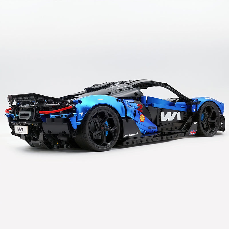 MOC Technic Supercar Building Blocks Set, 1:8 Scale Electroplated Electric Blue Static Race Car Model Kit, 4200+ PCS Adult Collectible Building Bricks , Steering & Magnetic Swan Door, Paper Manual Included